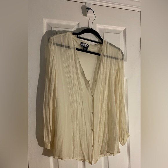 DKNY sheer cream blouse. Size M - Picture 1 of 5